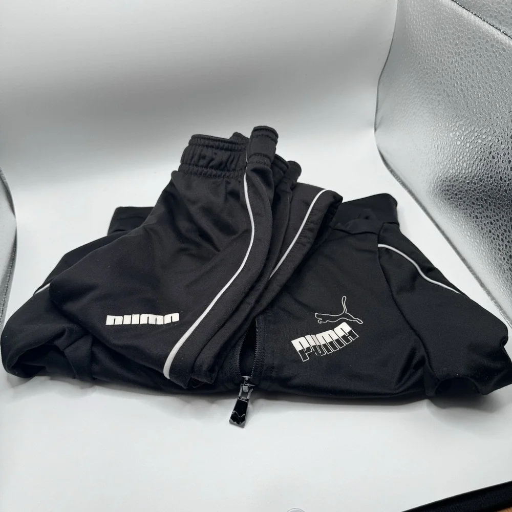 BOYS PUMA TRACKSUIT Sz 2T ZIP UP JACKET AND PANTS 2 PIECE SET BLACK Sport